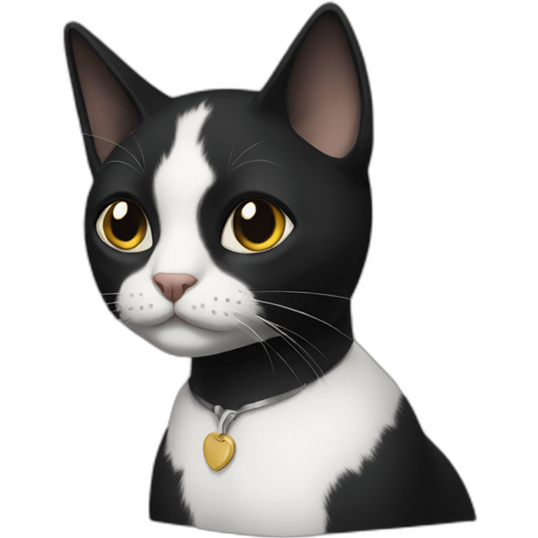 black cat with white chest and black face emoji