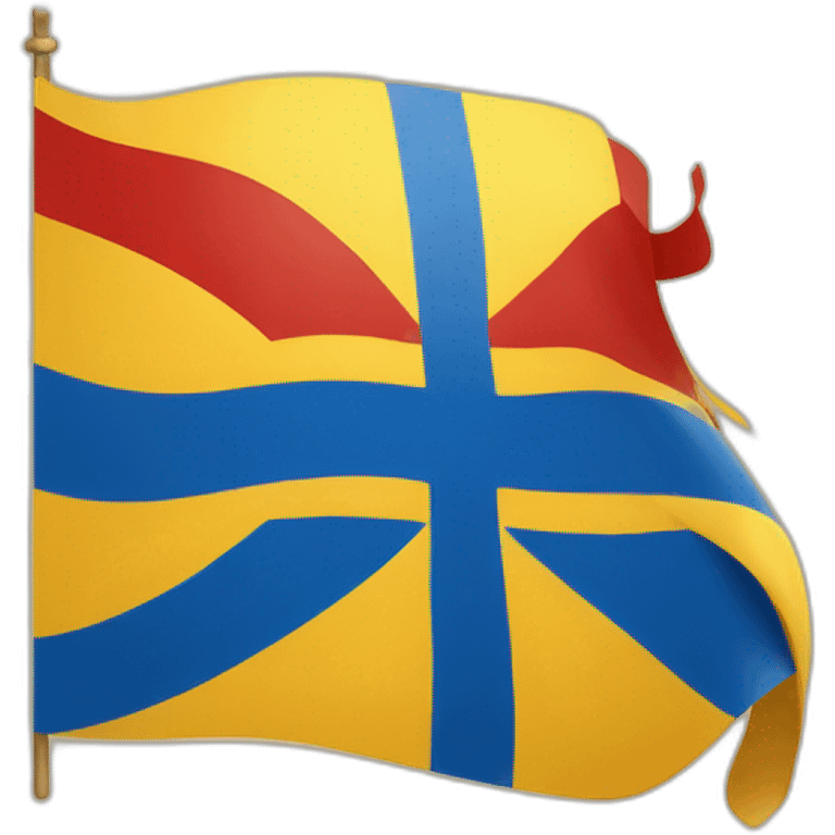 flag emoji with a blue Scandinavian cross with a red outline on a yellow background Ingermanland emoji