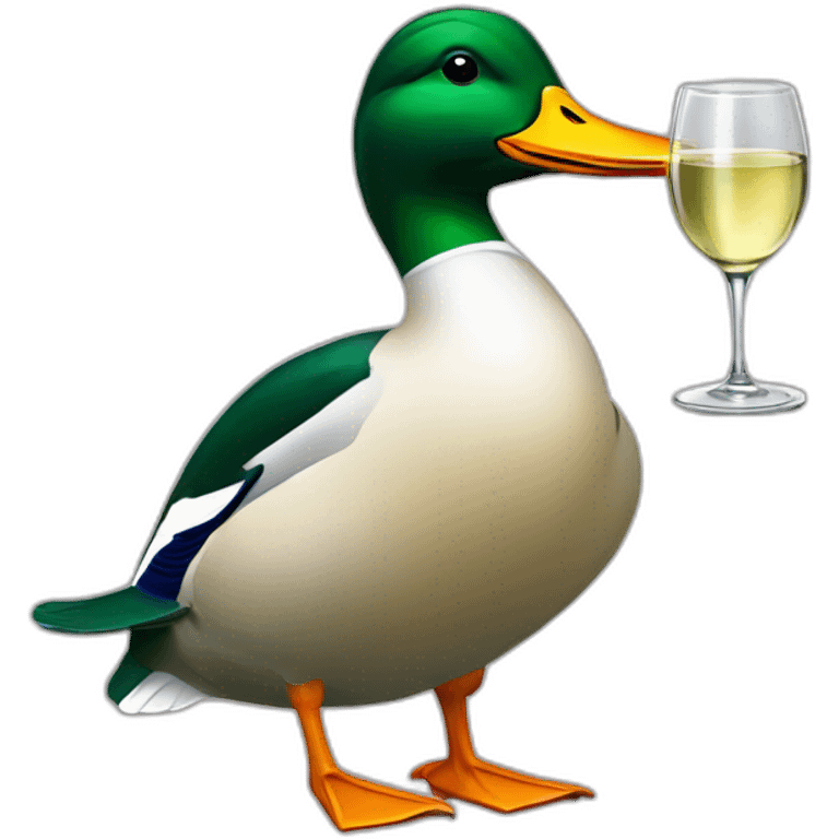 fancy mallard drinking a glas of white wine emoji