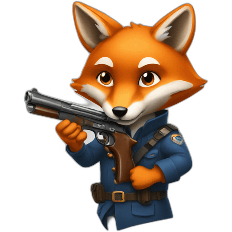 Fox holding a pistol emoji