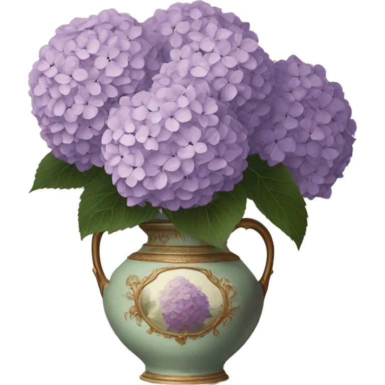 Lilac Hydrangeas in vintage vase emoji