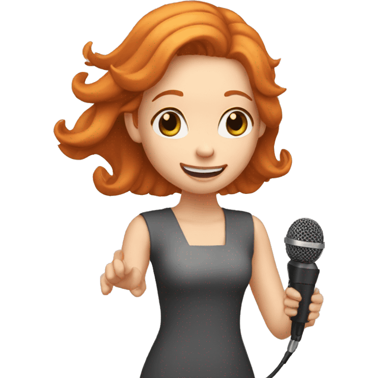 pretty GINGER girl holding mic making an announcement emoji