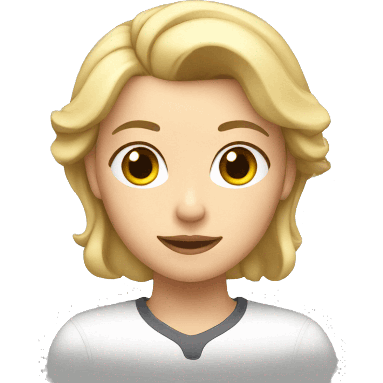 a blonde character with brown eyes doing physical exercises emoji