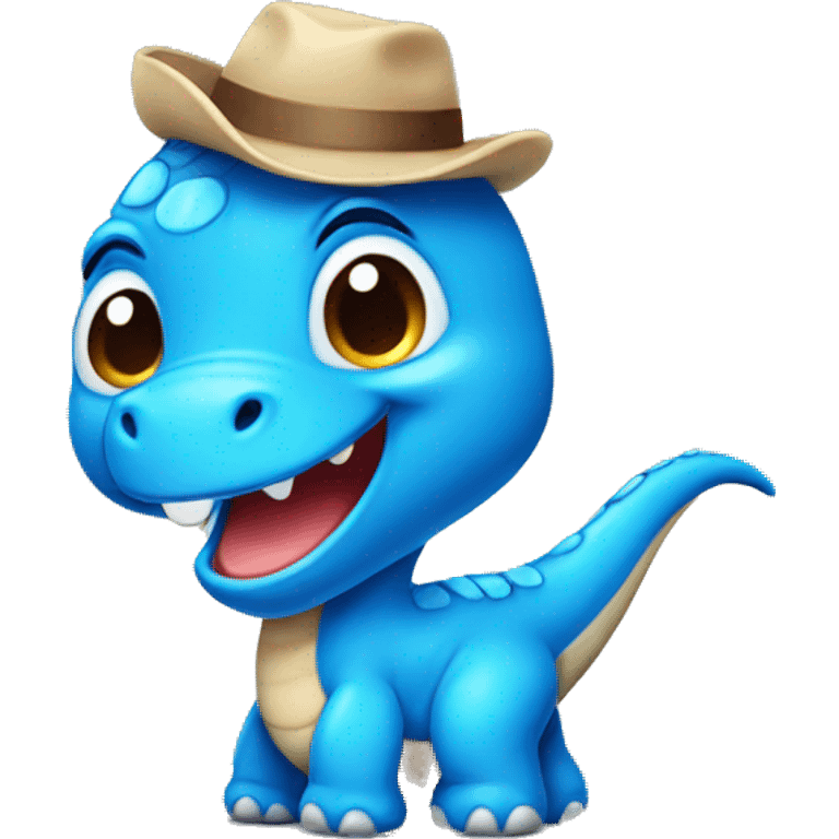 Cute blue dinosaur with bow emoji