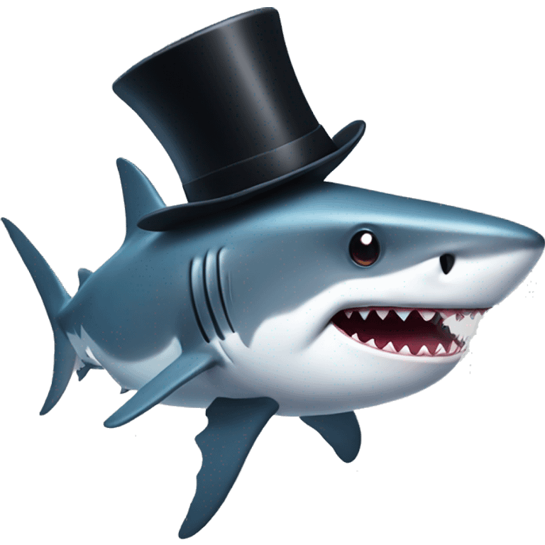 Shark with a top hat emoji