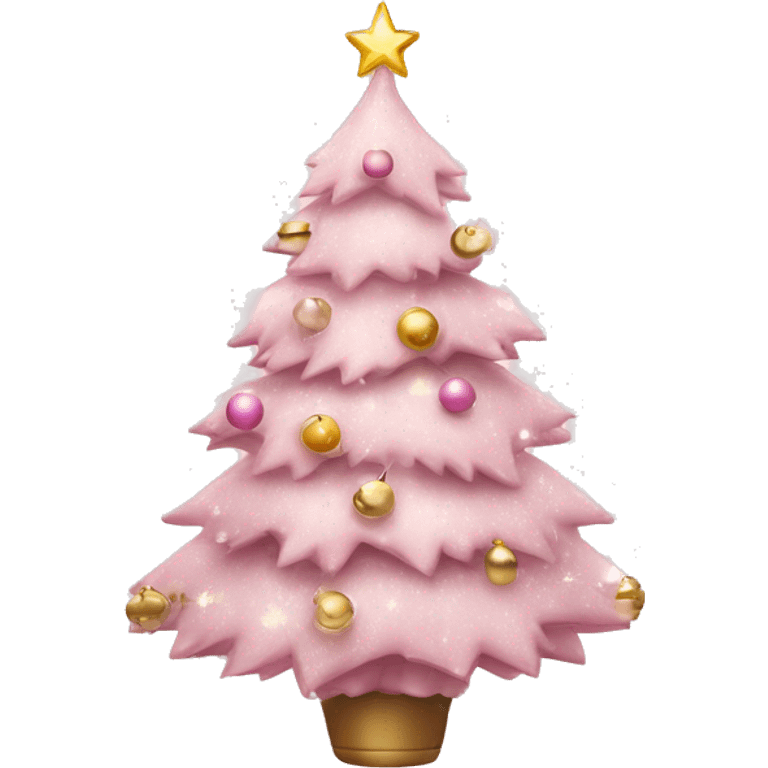 Pretty light pink Christmas tree with decorations  emoji