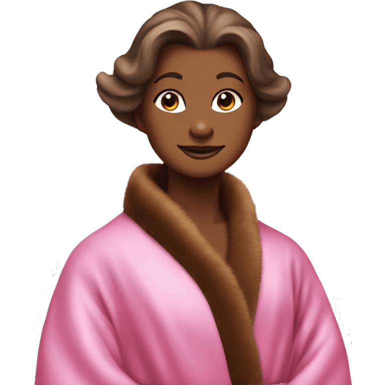 sophisticated brown mink in a pink silk robe emoji