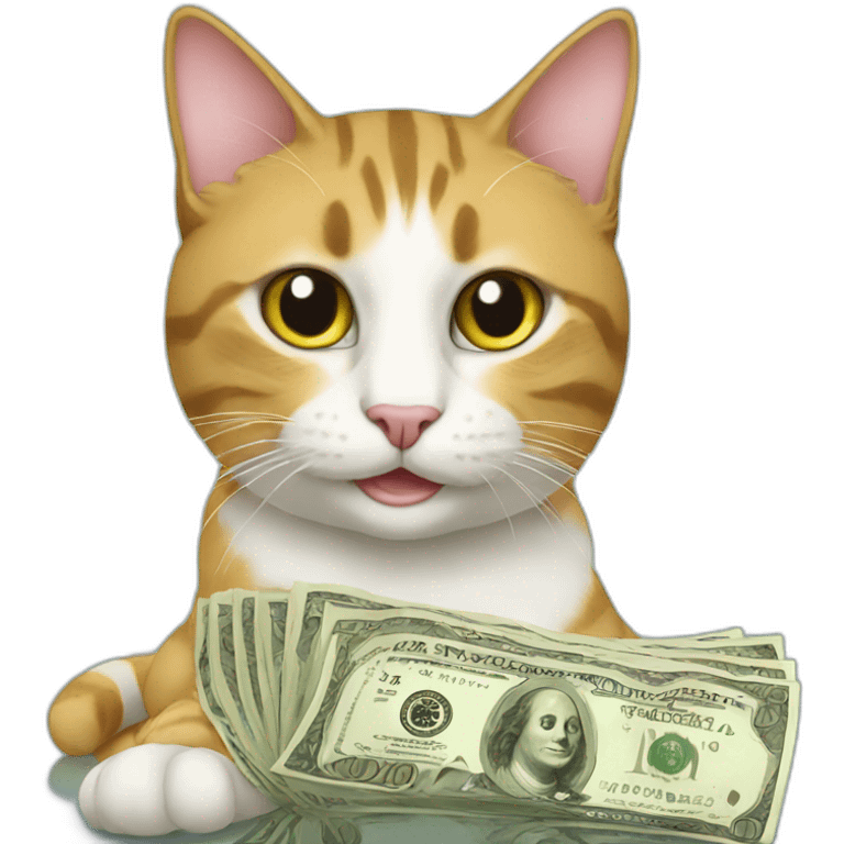 Real cat with money emoji