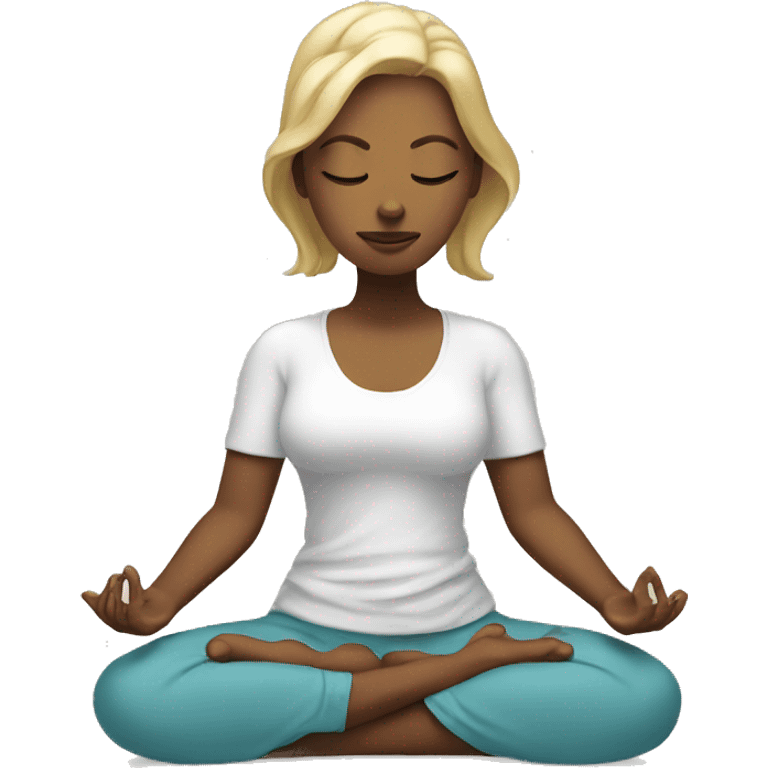 White women in a meditation energy emoji