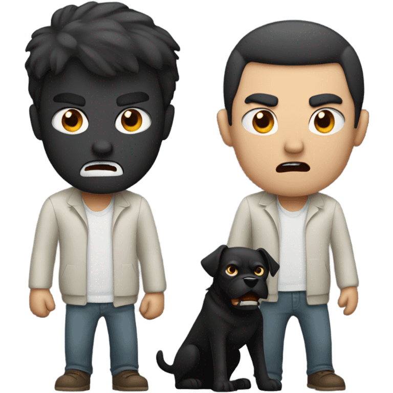 Angry guy with black dog emoji