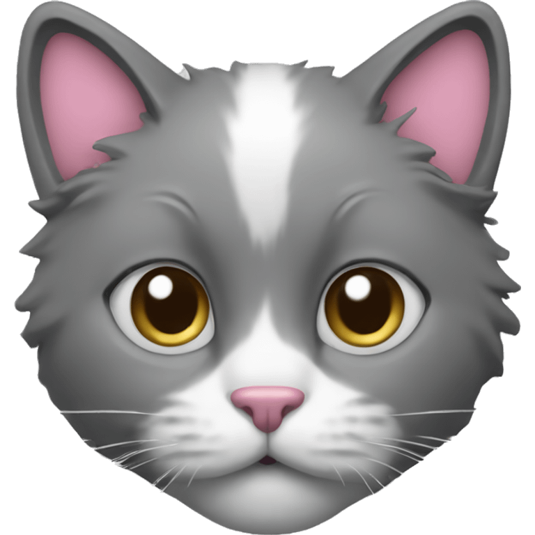 cat with grey and white fur and pink nose emoji