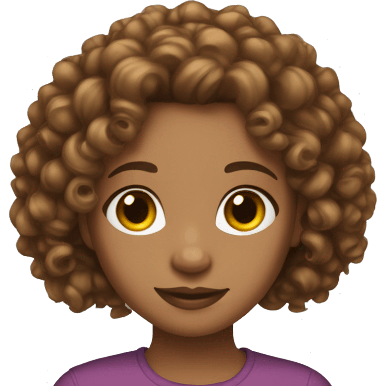 girl emoji light skin with curly brown hair with lashes emoji