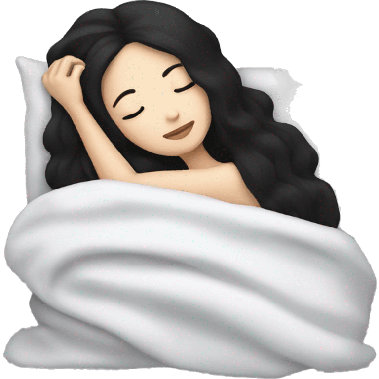 woman with black hair and white skin sleeping emoji