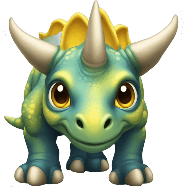 Triceratops yellow blue eyes emoji