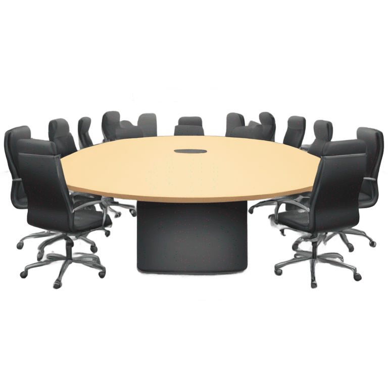 Conference room with chairs and hats emoji