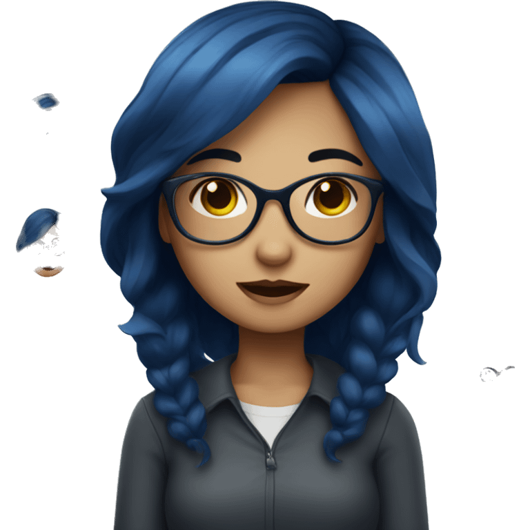 girl with dark blue hair and glasses emoji