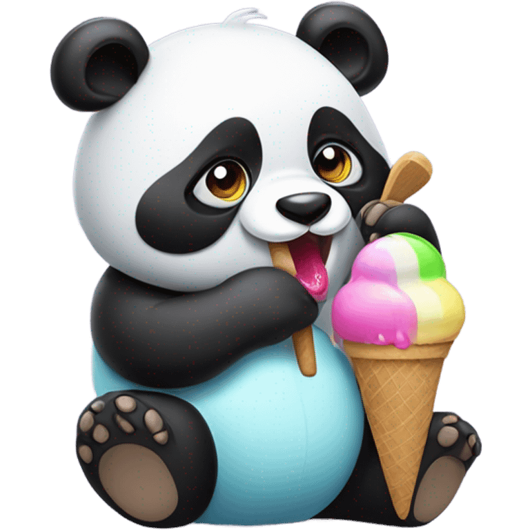 Panda eating ice cream emoji