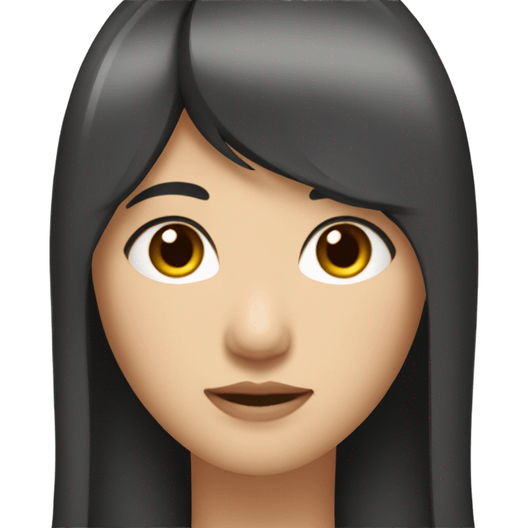 Asian Woman with long black hair and straight bangs  emoji