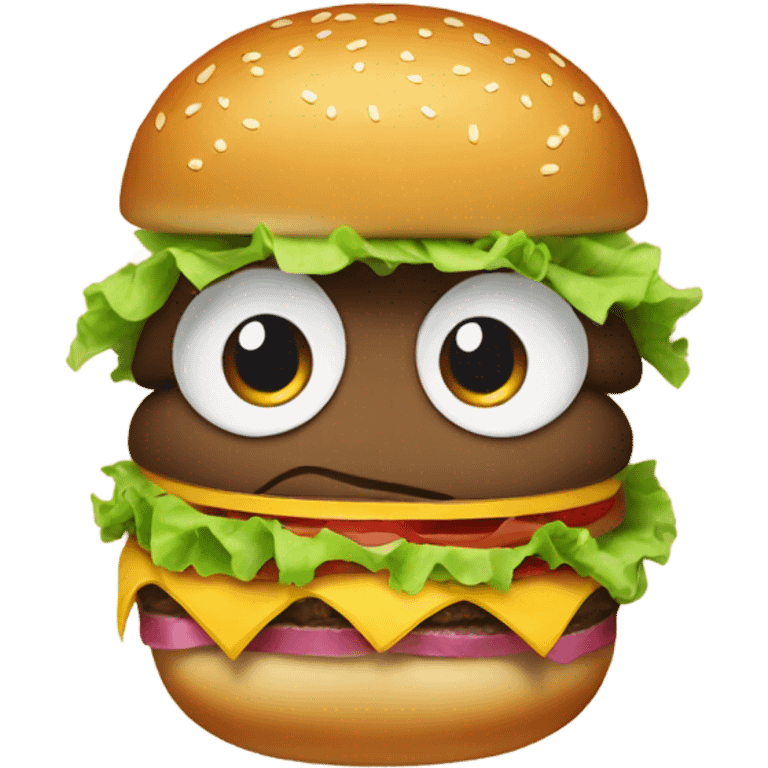 Pregnant female hamburger with eyes  emoji