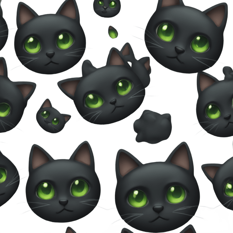 Puffy black cat with green eyes  emoji