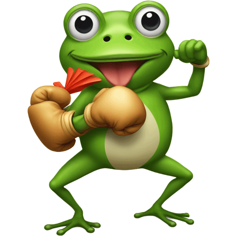 Frog boxing a chicken emoji