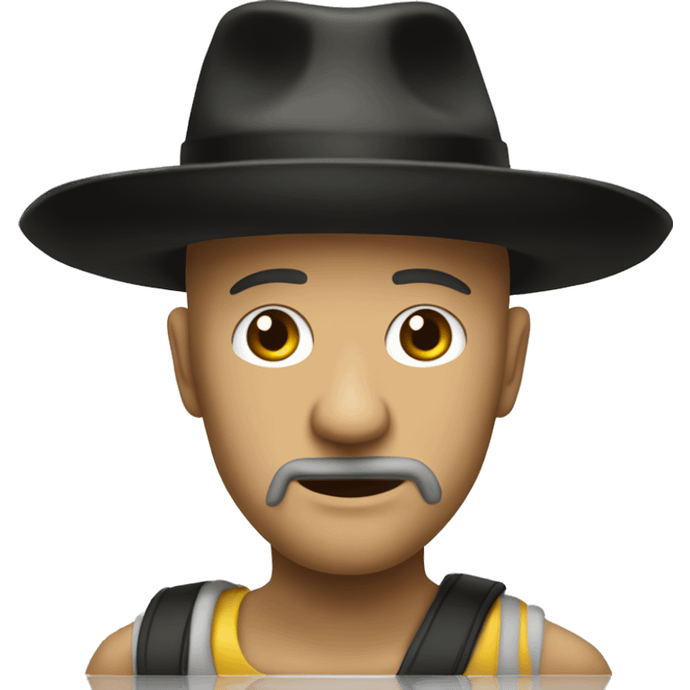 Créame a Residente Calle 13 con un sombrero negro de mago cuesta en su cabeza emoji