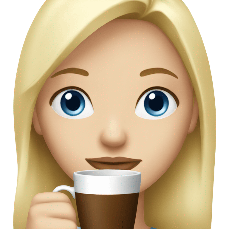 Blonde girl blue eyes drinking coffee emoji