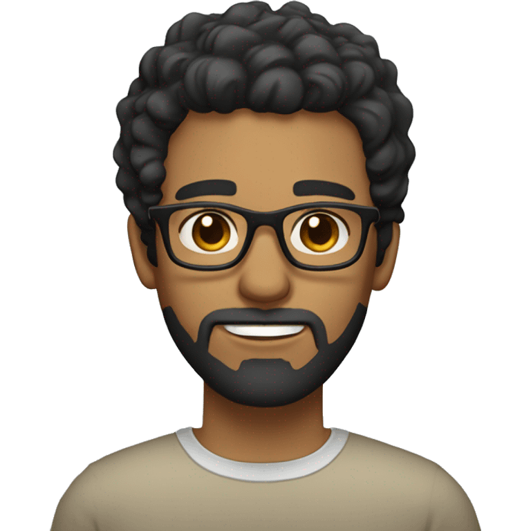 large male with wavy black hair and a beard medium light skin and brown eyes with glasses emoji