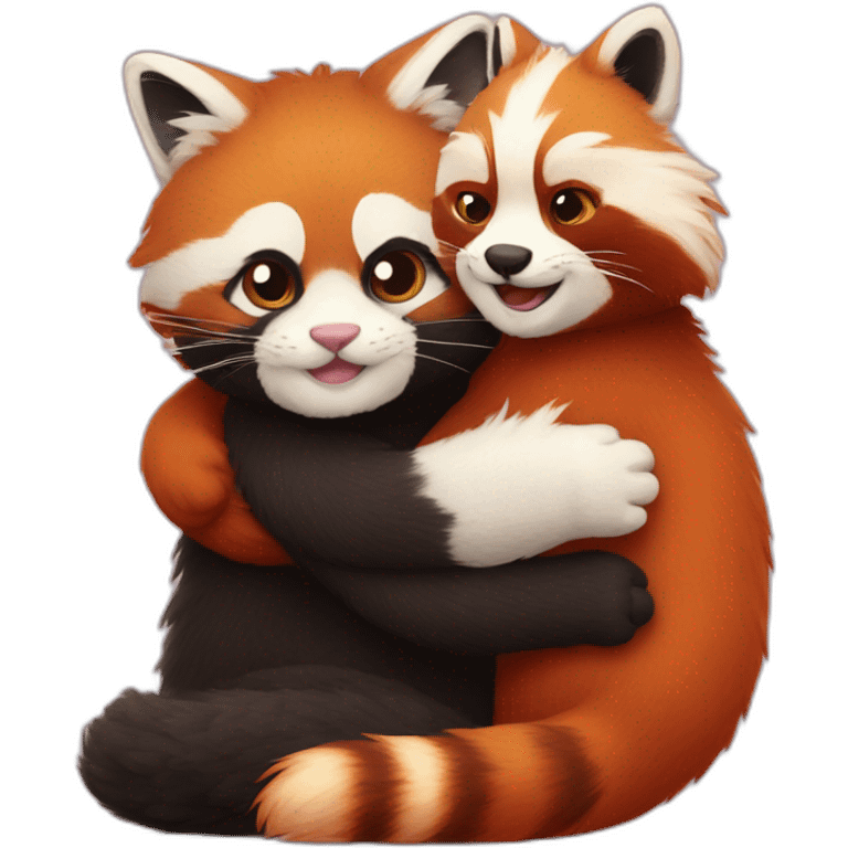 fluffy-cat-and-red-panda-cuddling emoji