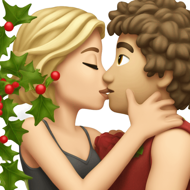 Girlfriend and I kissing under mistletoe emoji