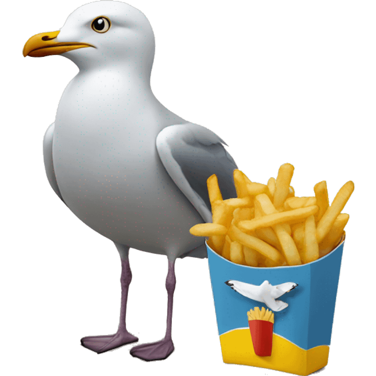 Seagull with a French fry emoji