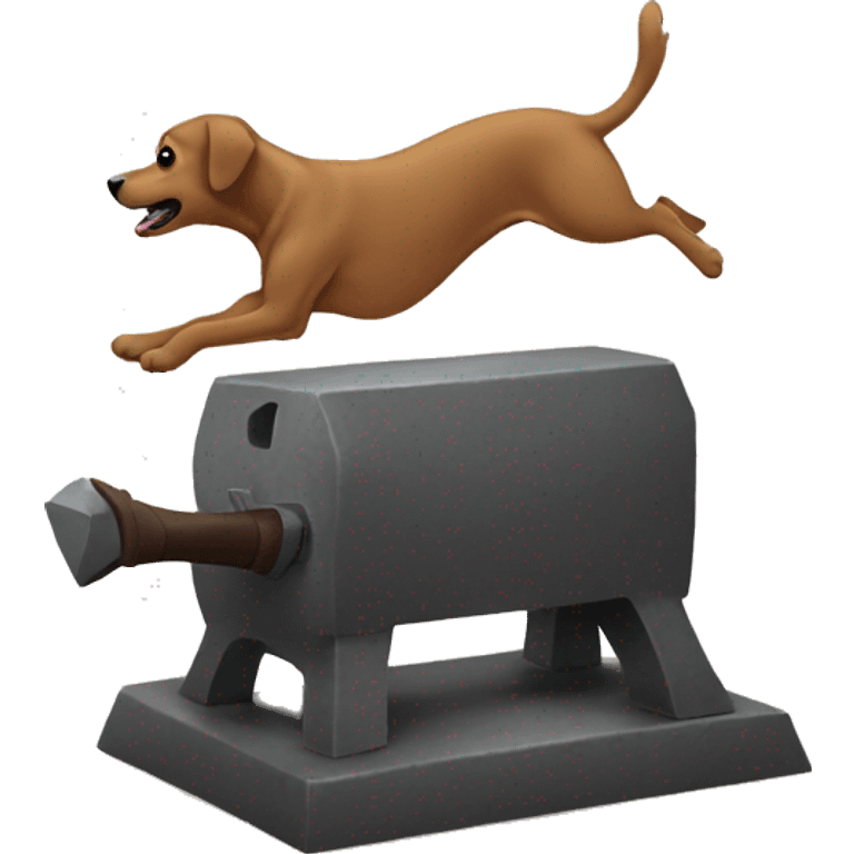 Anvil with dog jumping over emoji