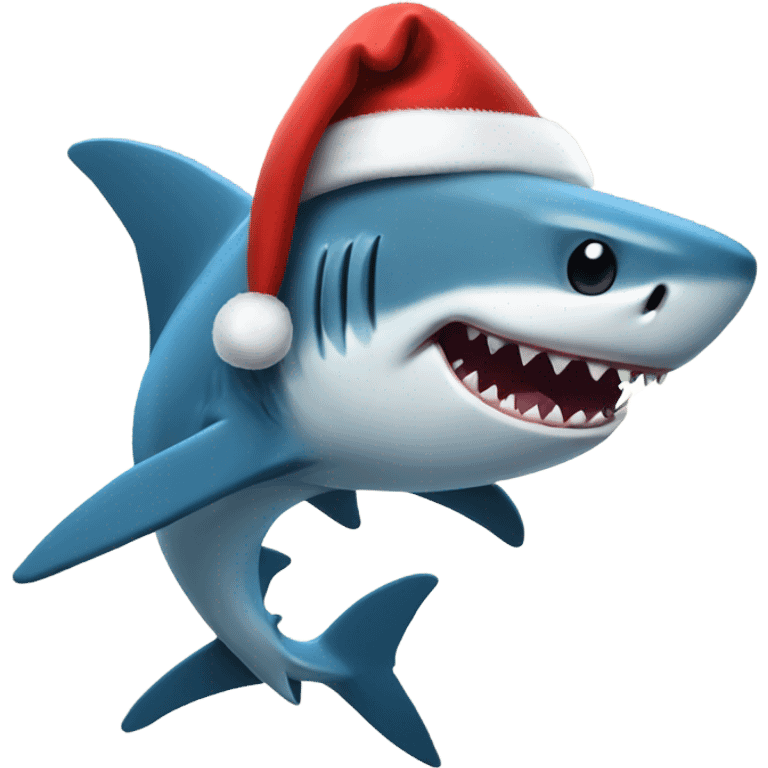 Shark with a Santa hat emoji