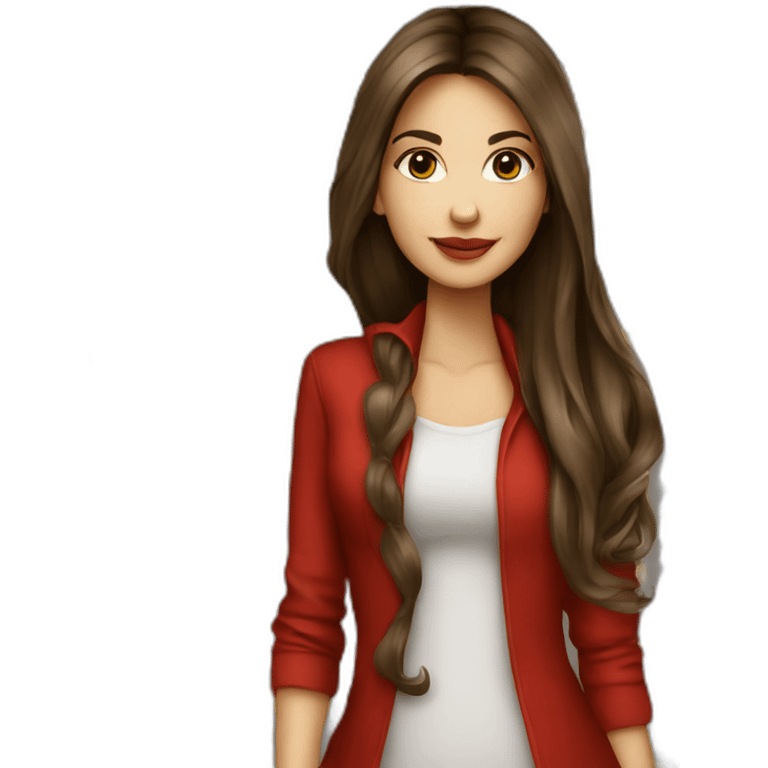 Brunette-girl-long-hair-old-money-fashion-style-red emoji