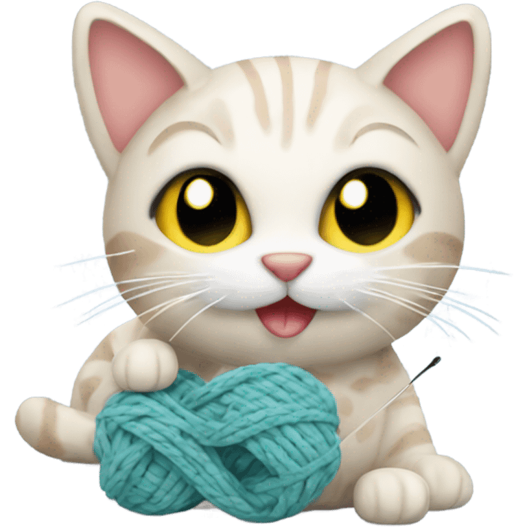 Cat that is crocheting emoji