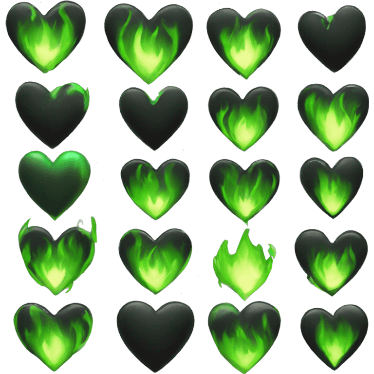 Black flame green Heart emoji