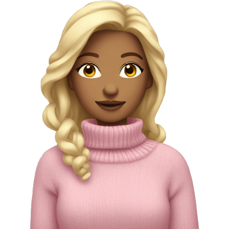 Blonde Girl in a pink sweater winter vibe emoji