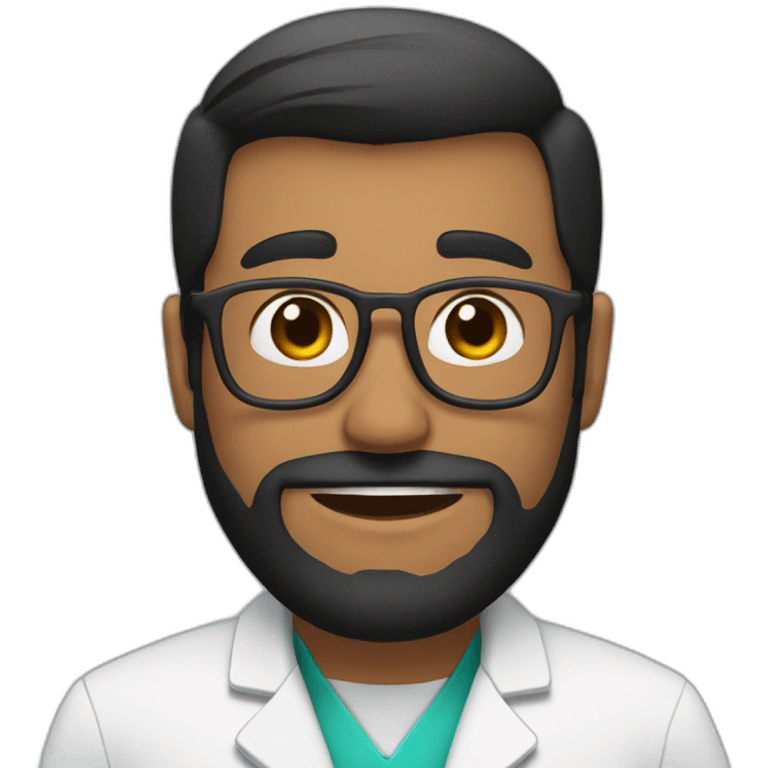 doctor brown beard smiles short black hair on the head emoji