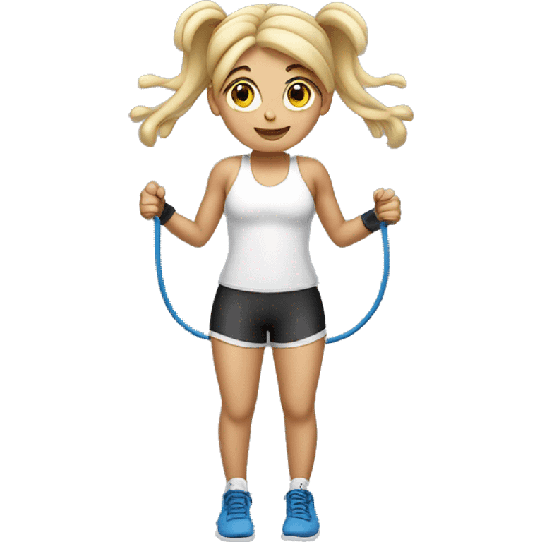 white gym girl with a skipping rope over her head emoji