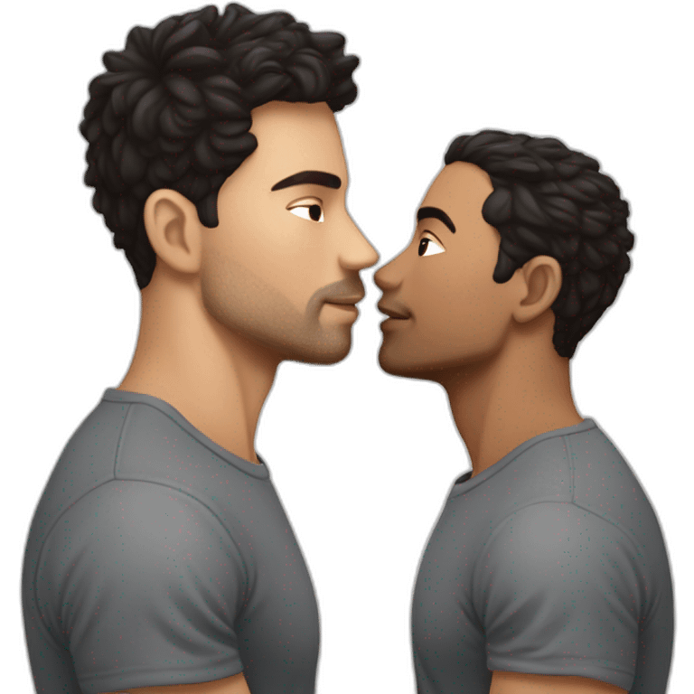 Sexy-fit-Latino-male-and-caucasian-male-interracial-kissing emoji