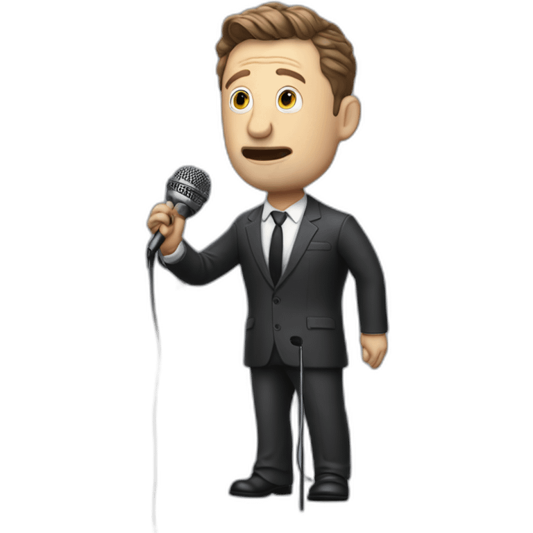 tim robinson in suit sad singing into microphone stand (full body, ios17, sad) emoji