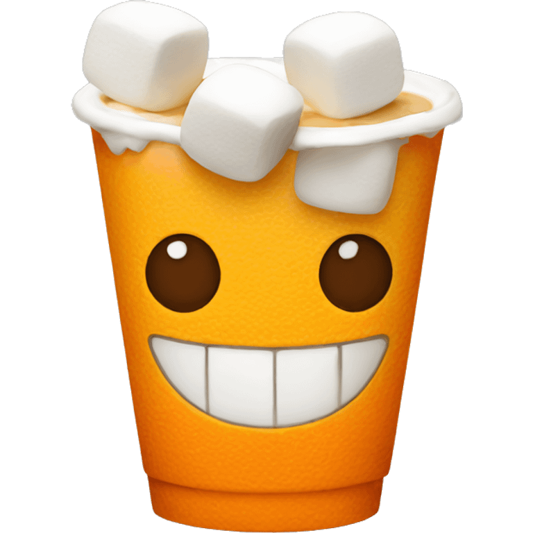 a coffe cup with marshmallow orange emoji