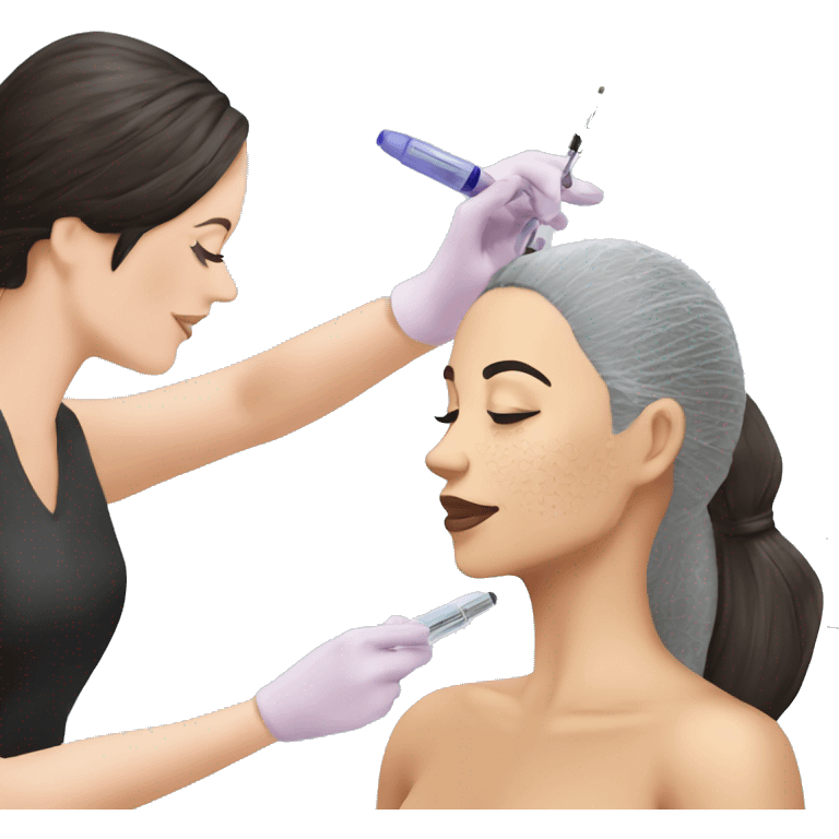 Woman microneedling her client emoji