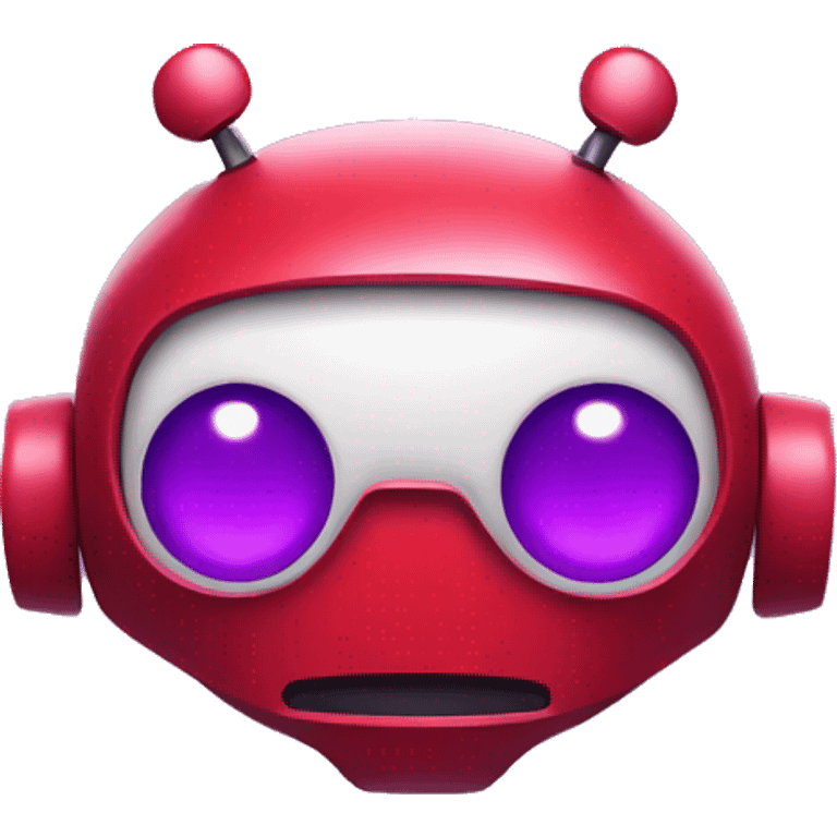 Red robot with purple eyes face cute  emoji