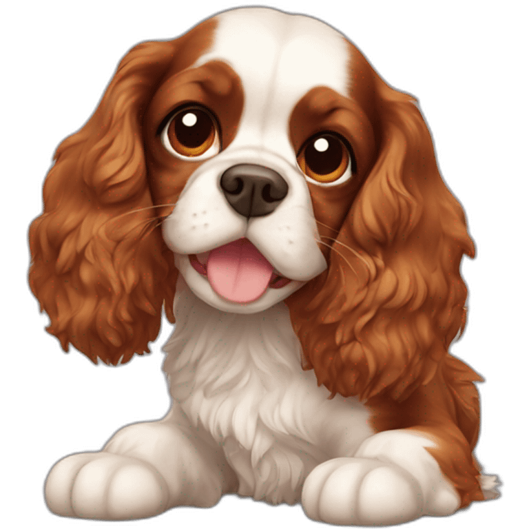 Cavalier spaniel with teddy bear emoji