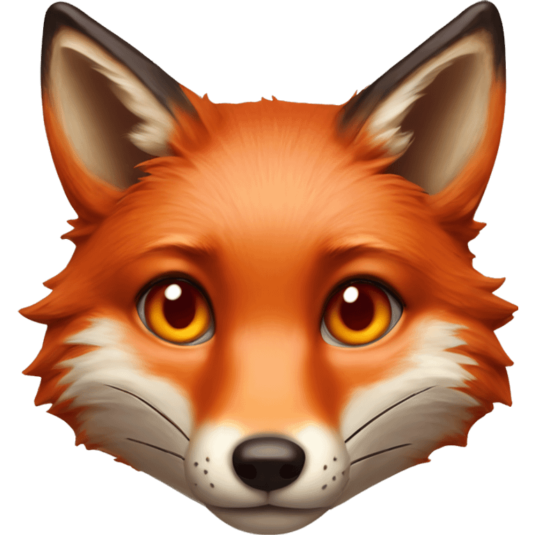 deep lush red fox face with tiny red heart instead of eyes emoji