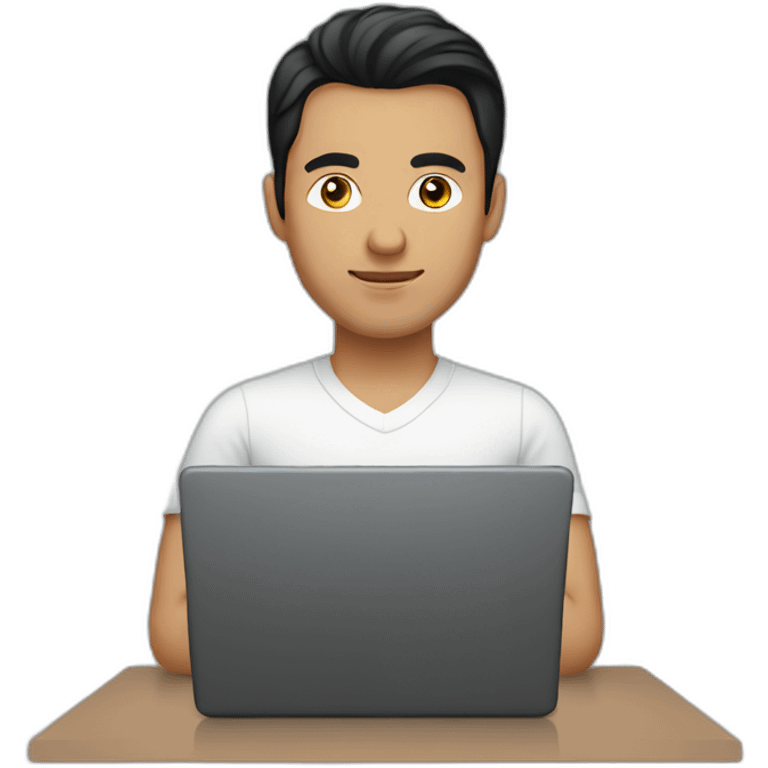 black hair central asian man with laptop emoji