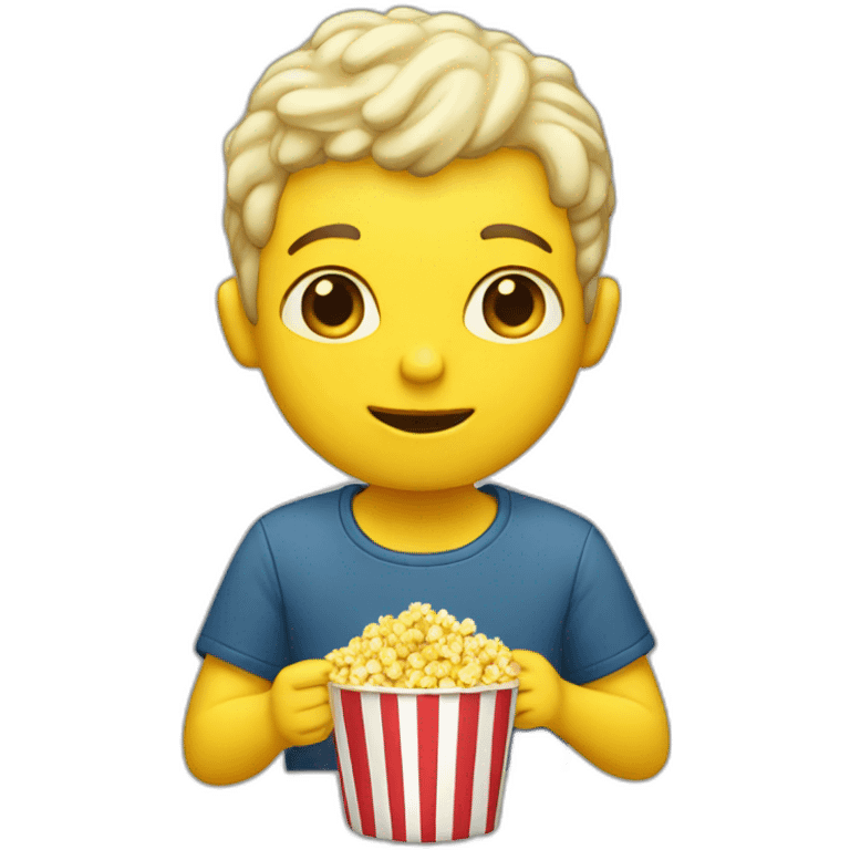 Yellow boy eating popcorns emoji