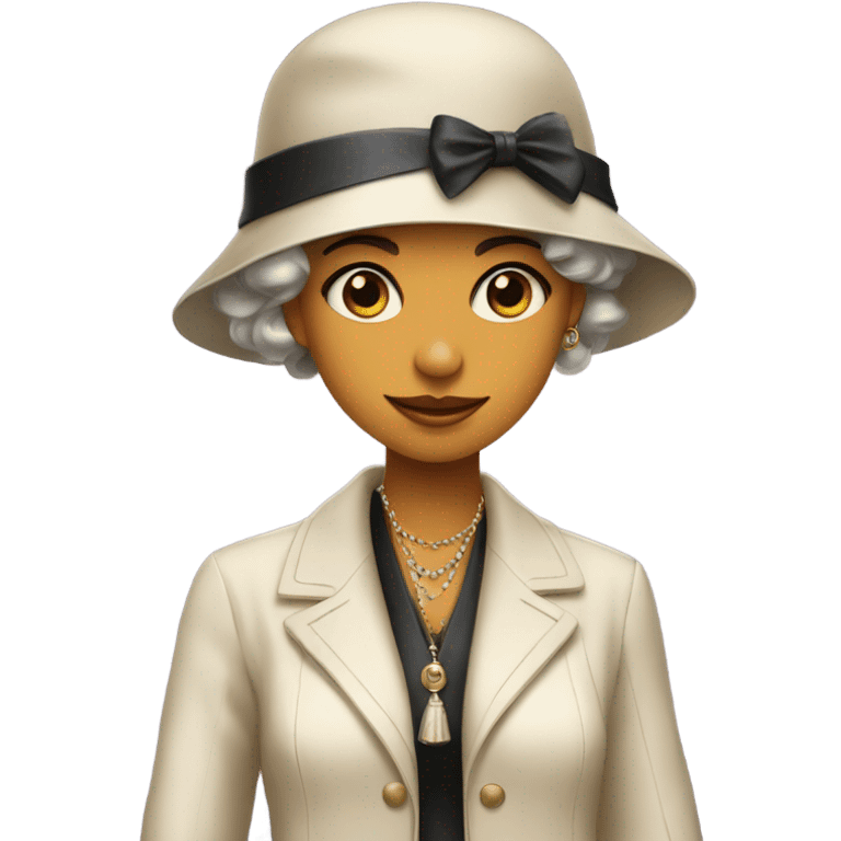 Girl in jacket and 1920s flapper hat emoji