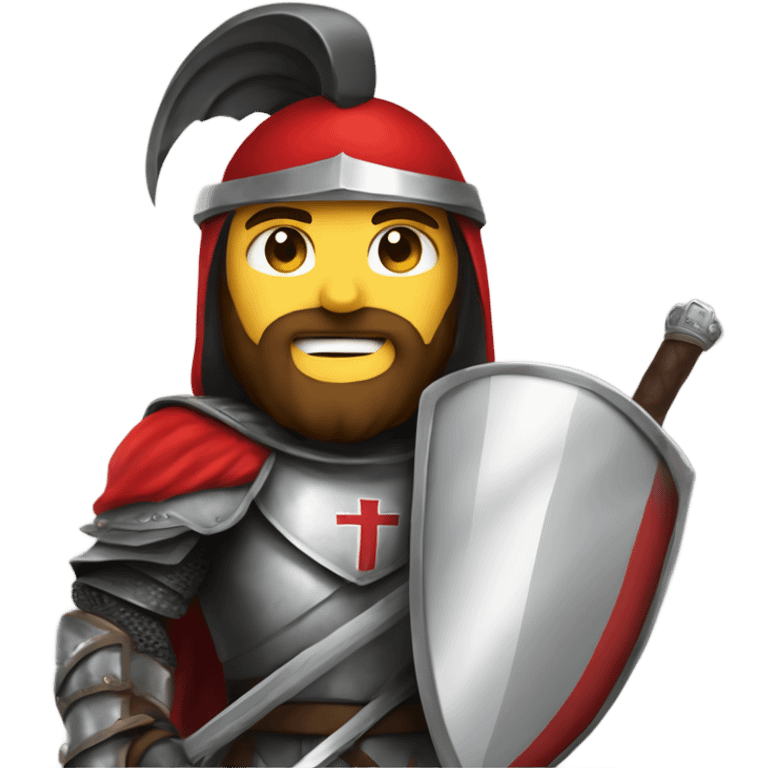 make an emoji like this 🧙🏻‍♂ but instead the guy without a beard and also wearing "Crusaders" clothing and a helmet plus with a sword and shield
make sure there is the crusaders flag on the armour 
 emoji